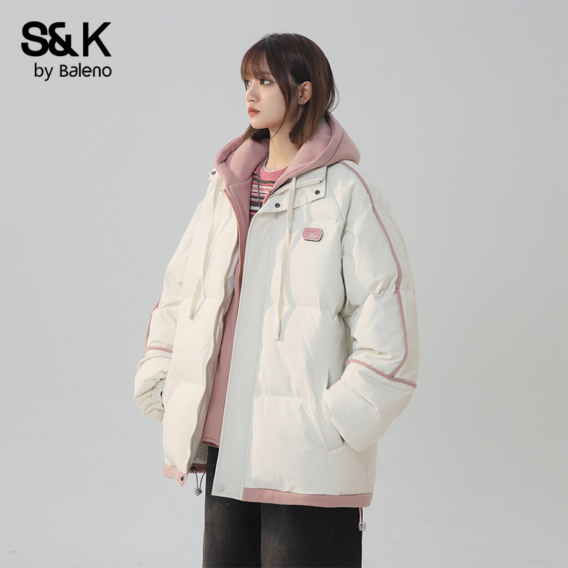 班尼路S&K情侣款冬季加厚棉衣休闲保暖外套美式宽松防风连帽棉服