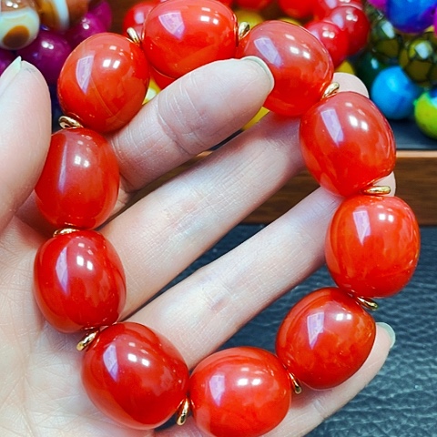 玛瑙/玉髓手链未镶嵌血胆金莲