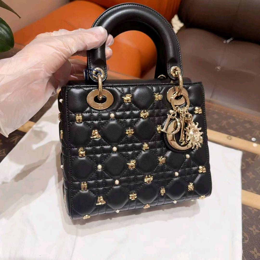 99新 DIOR/迪奥 Lady DiorMy ABCDior 黑色星座四格戴妃 小号