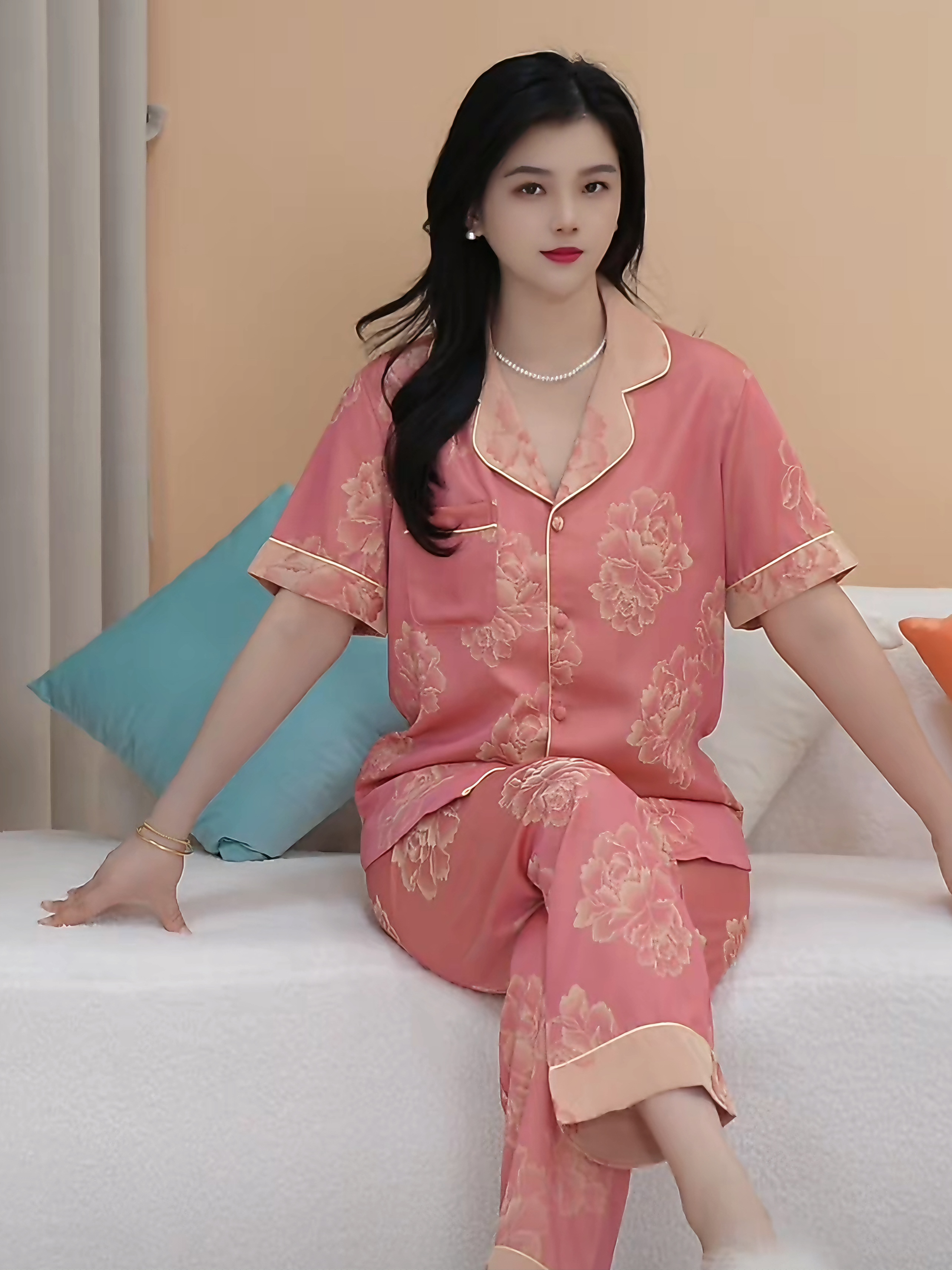 2025年新款短袖三件套睡衣女士套装高级感设计可外穿家居服BTT