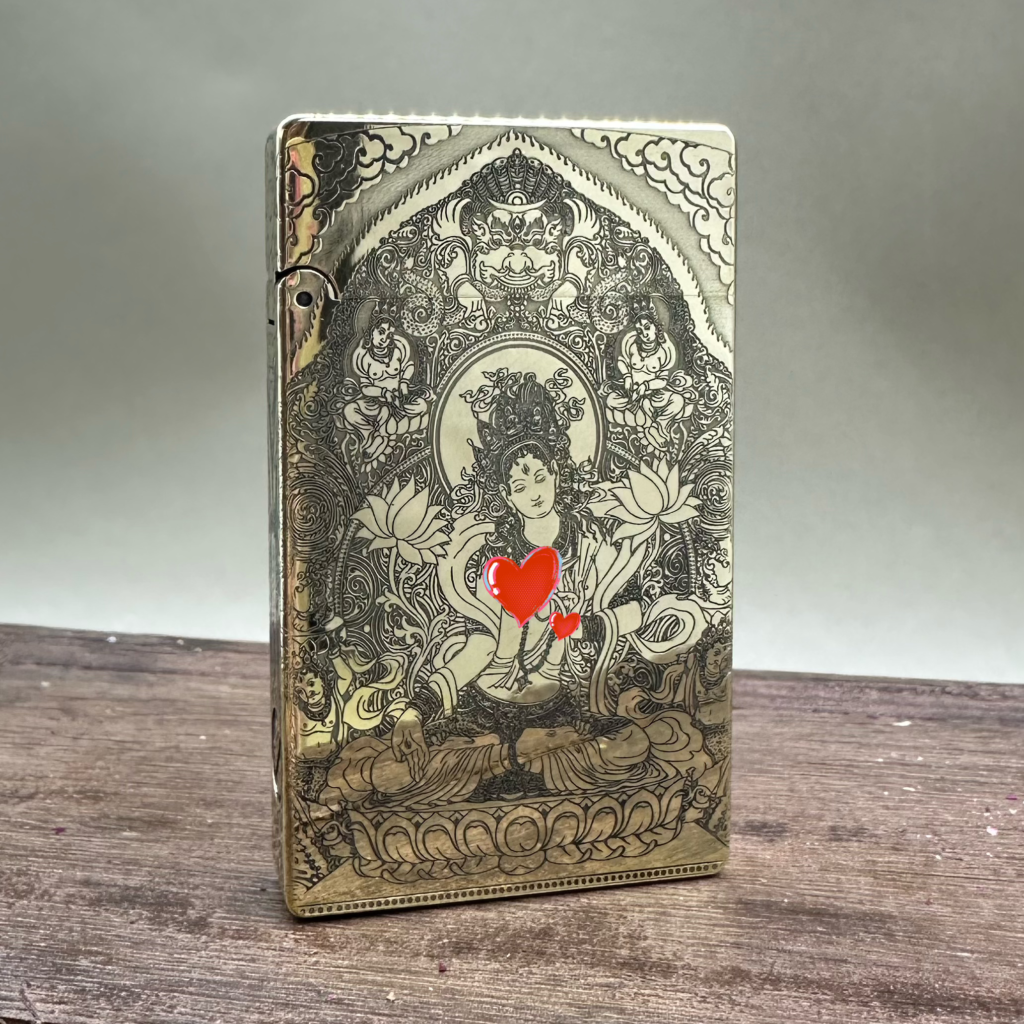 【799朗声-白渡母】佐罗正品799超薄朗声煤油打火机五面满雕黄铜机