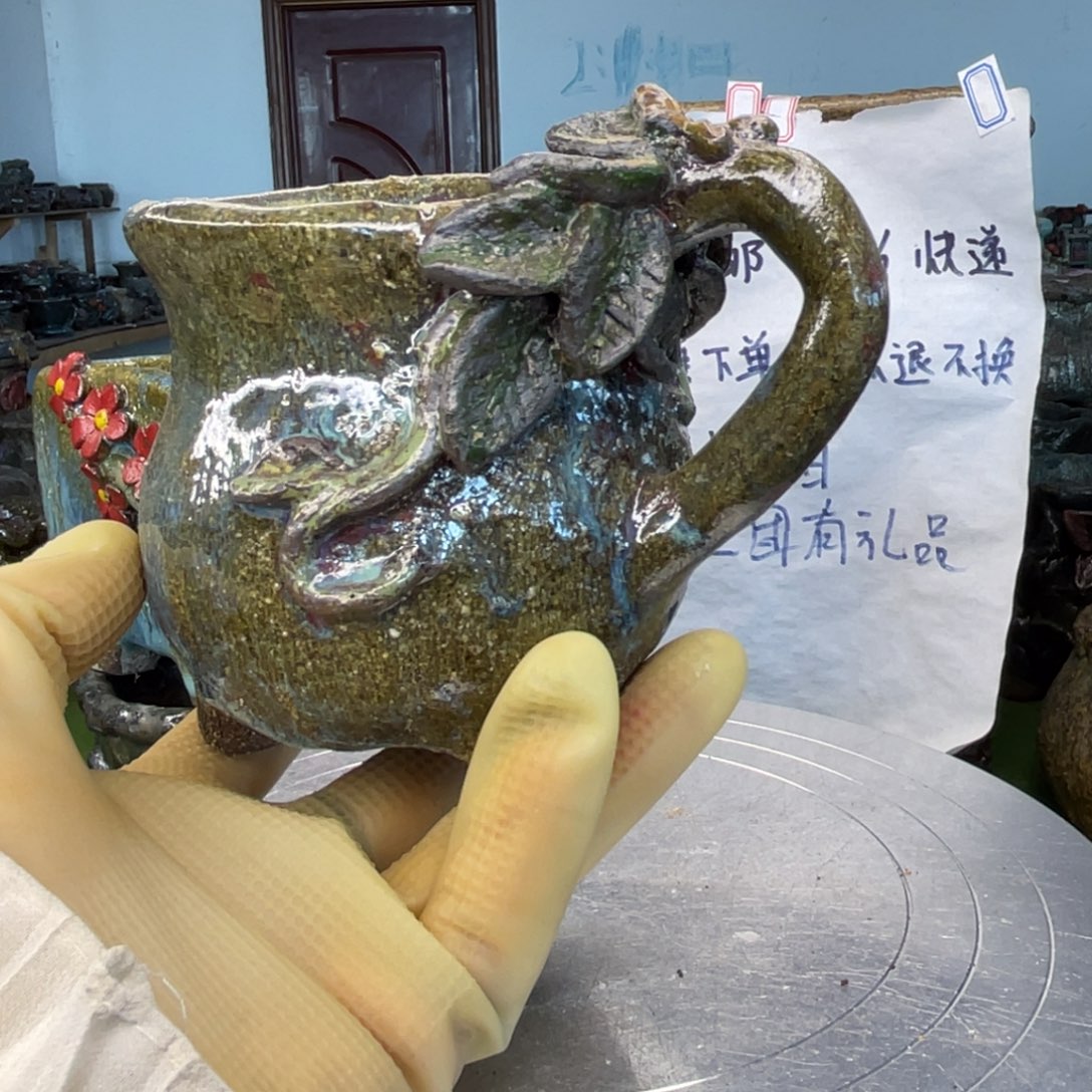 红陶粗砂陶瓷花盆