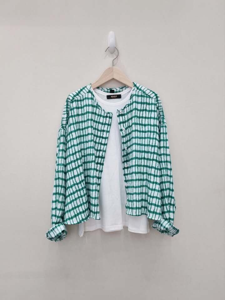 韩国正品/不支持退换/MAG/格子圆领衬衣/0612