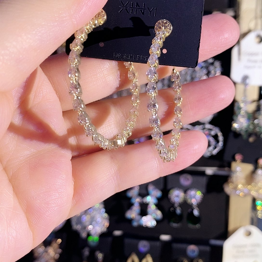 锆石纯铜合金耳环