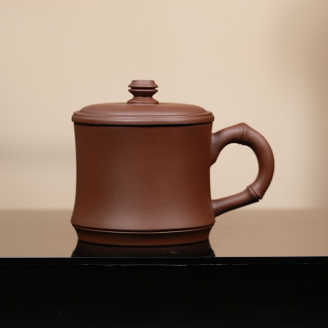 赵掌柜紫砂  底槽清竹节盖杯                   大