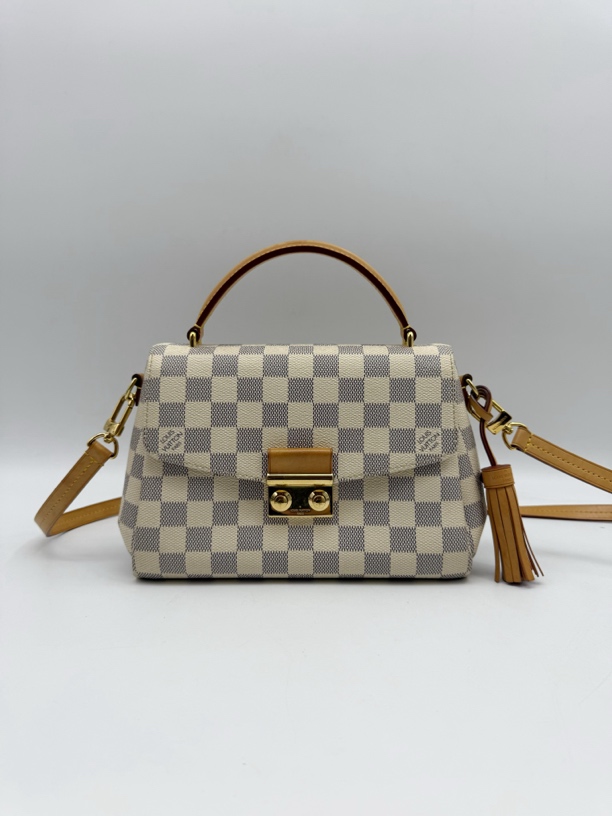 95新 LouisVuitton/路易威登 CROISETTE白棋盘格邮差包单肩88096