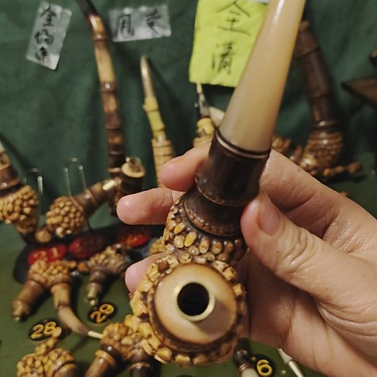 感***悟贵州特色竹根烟斗工艺品手把件