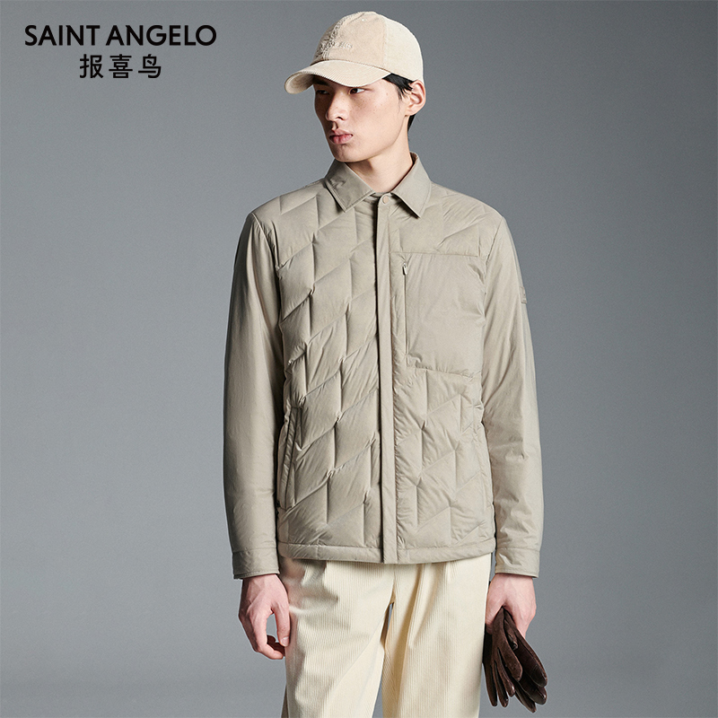 【商场同款90绒】报喜鸟25冬季新款休闲白鹅绒羽绒服男士翻领外套