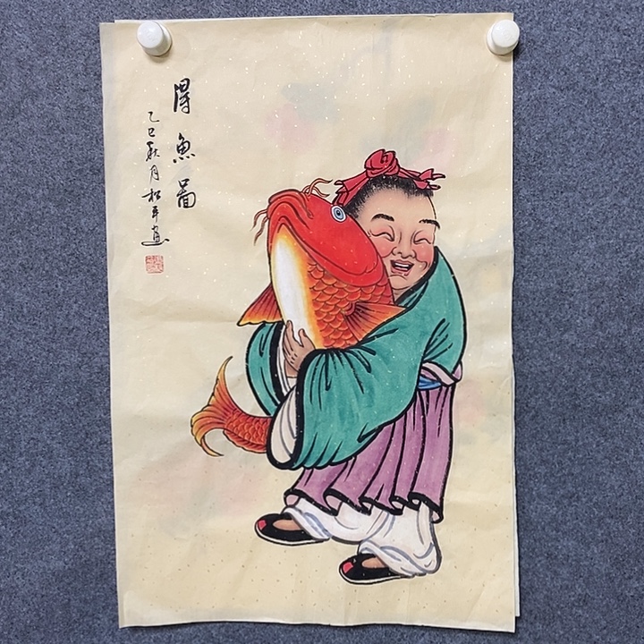 国画四尺三开人物一副