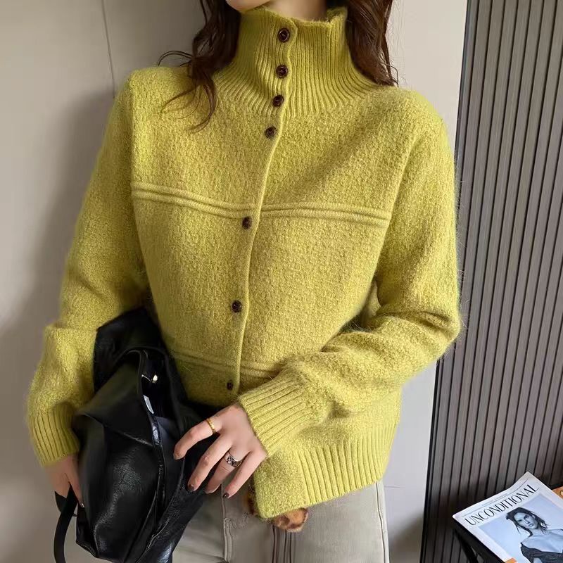 【青柠】高领毛衣外套女秋冬季内搭可外穿加厚宽松慵懒风针织