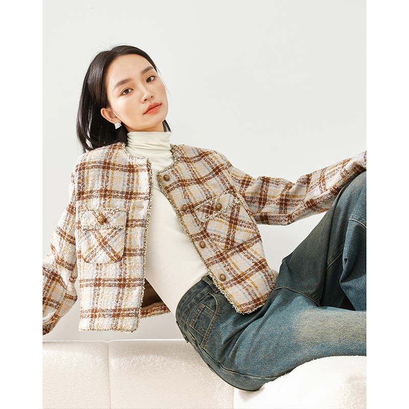 *梵希蔓优雅时尚小香风外套夹棉加厚单排扣上衣M5586/A0022