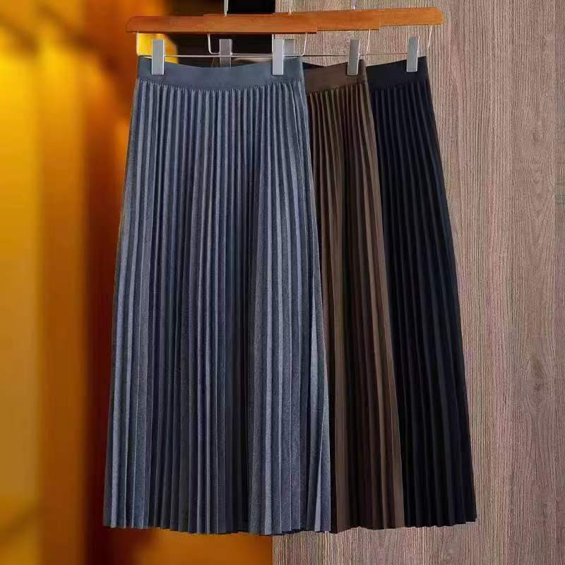 2458女士高腰时尚百褶半身裙---z
