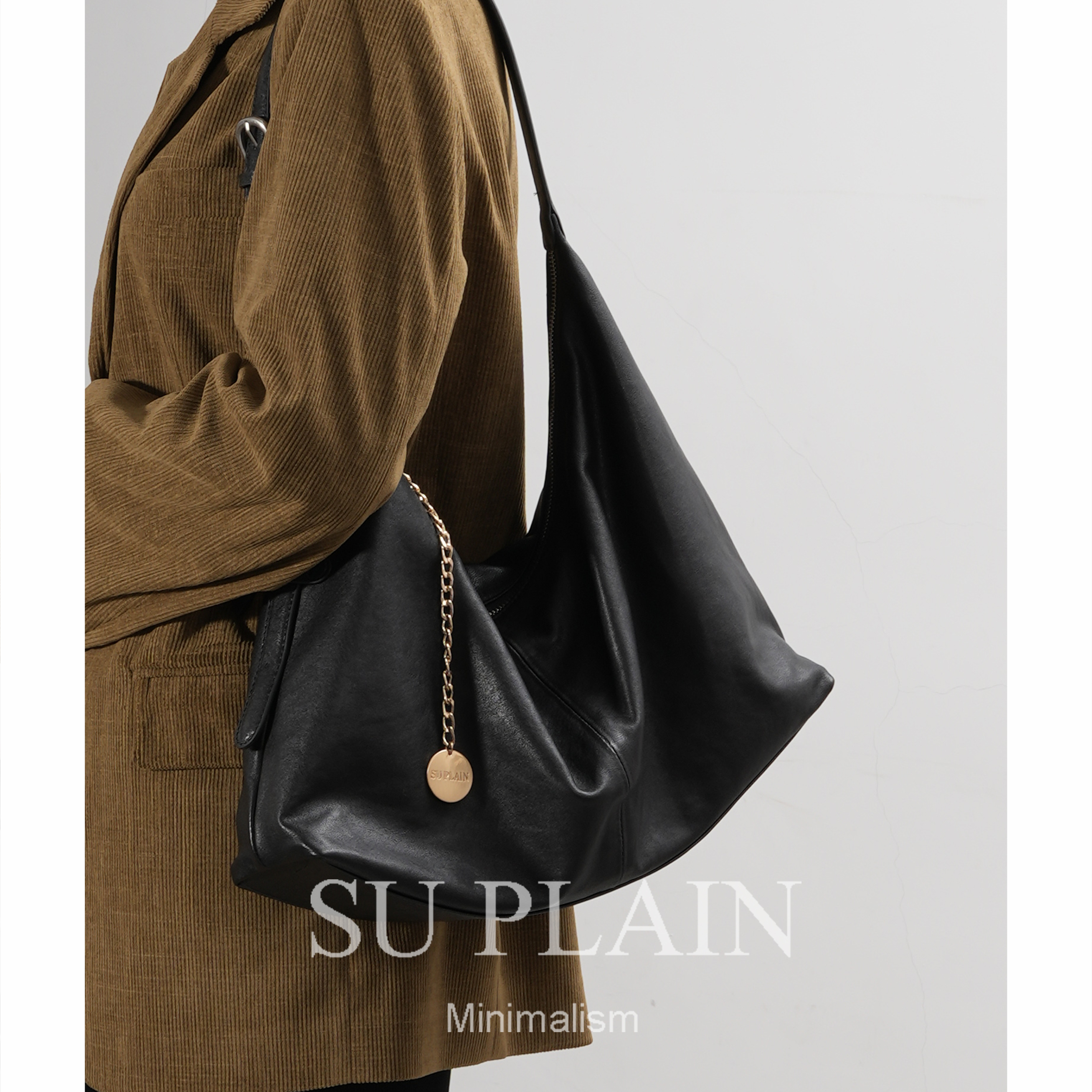 SUPLAIN/SUPLAIN头层羊皮单肩斜挎腋下包小众轻奢气质大容量女包