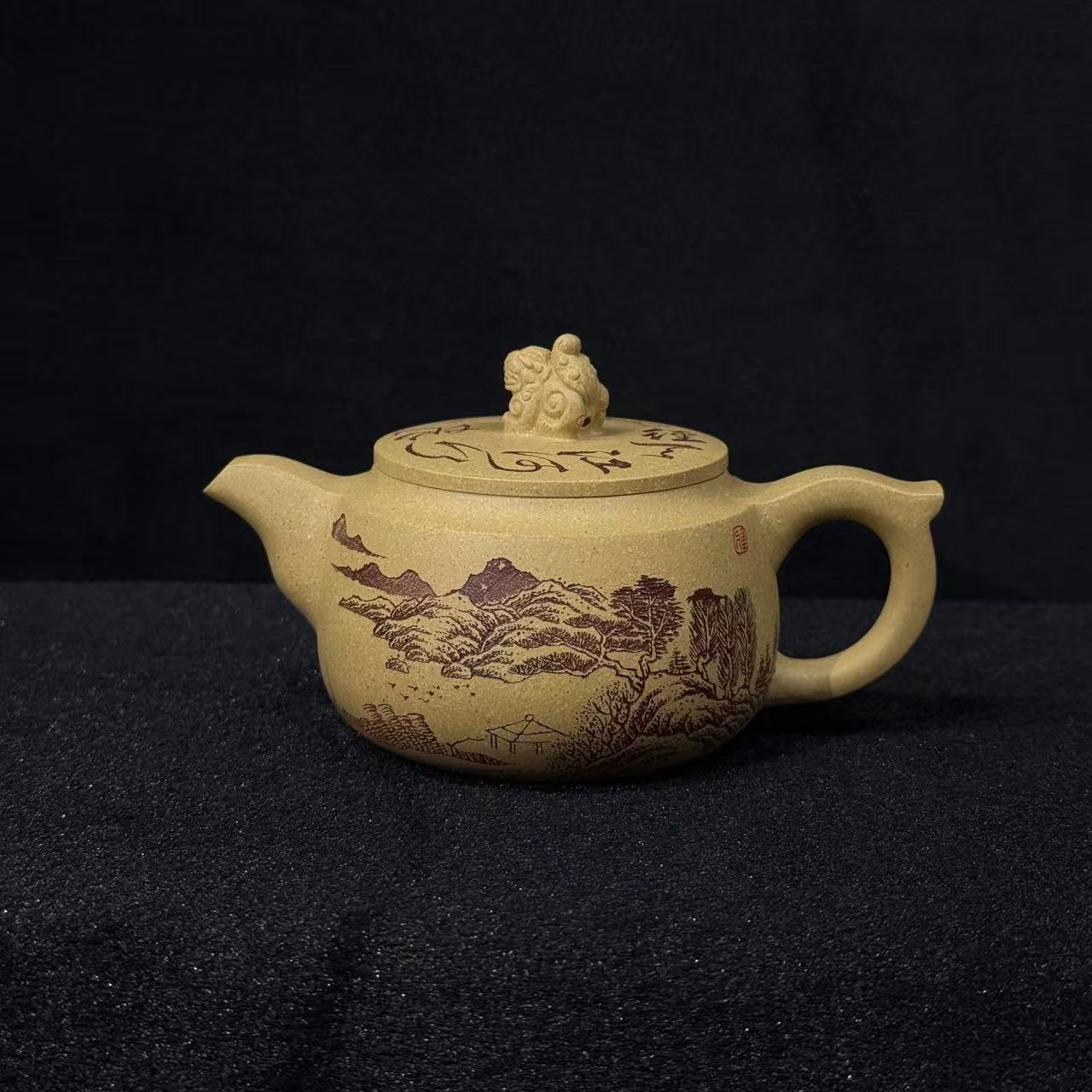 8/XY-036/李立科刻/紫砂壶狮缘/本山段