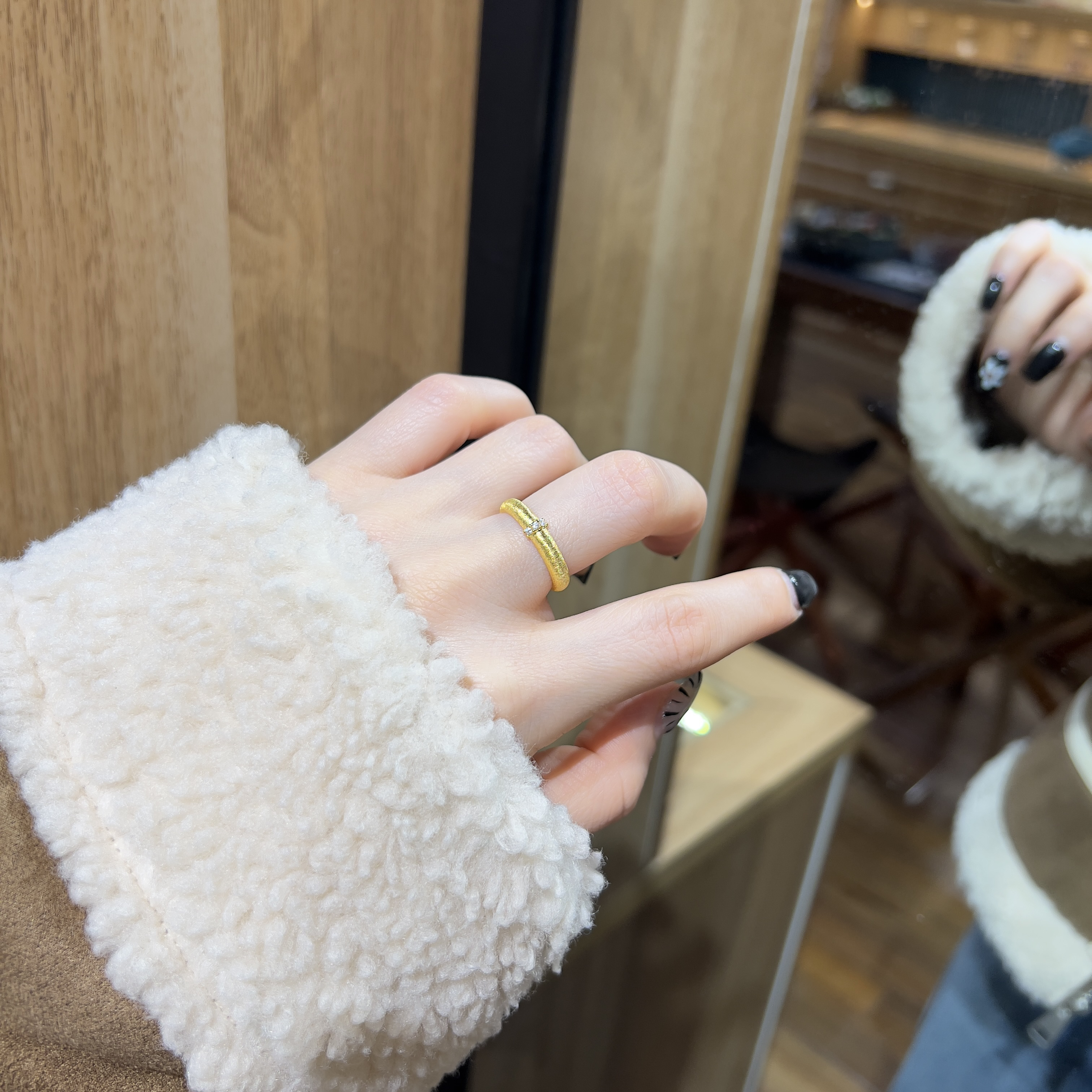 925银戒指 925纯银戒指 清坊 925银镀18k金小众轻奢戒指