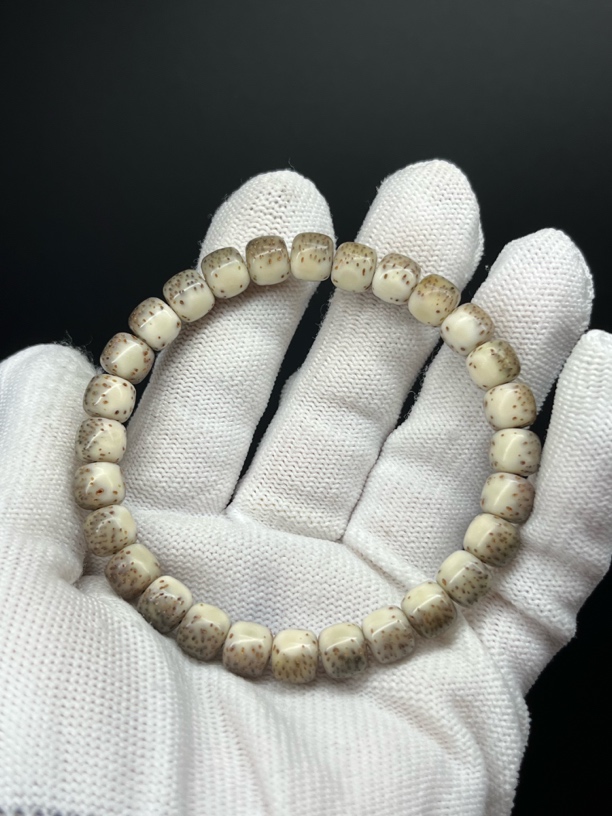 石玉料灰背冰糖河豚8x7桶珠，原生态星月菩提，一物一图