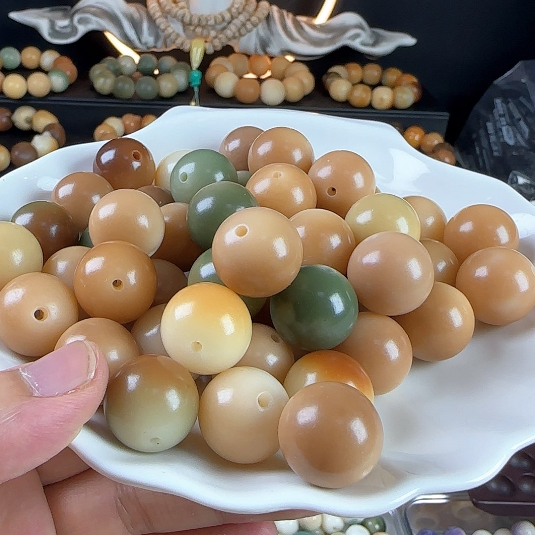 菩提根/象牙果手串卡18粉圆13颗