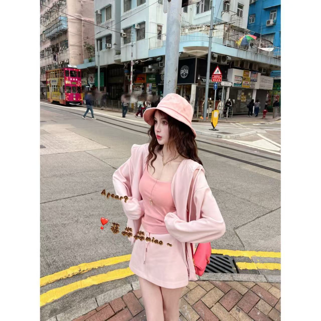 Apear♥长野风铃~韩系高级宽松显瘦抽绳设计连帽卫衣套装