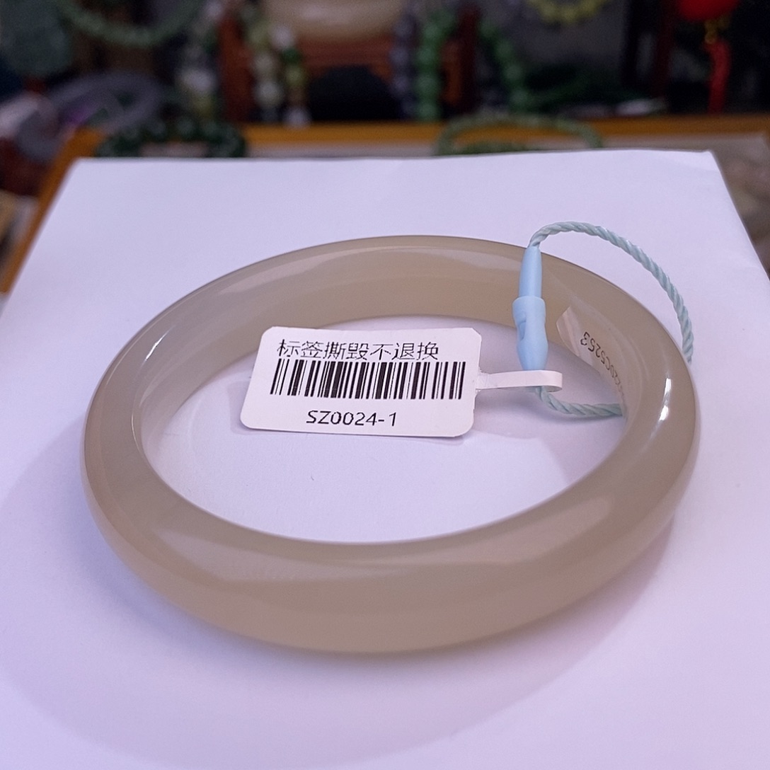 和田玉烟藕粉手镯52.8圈口未镶嵌