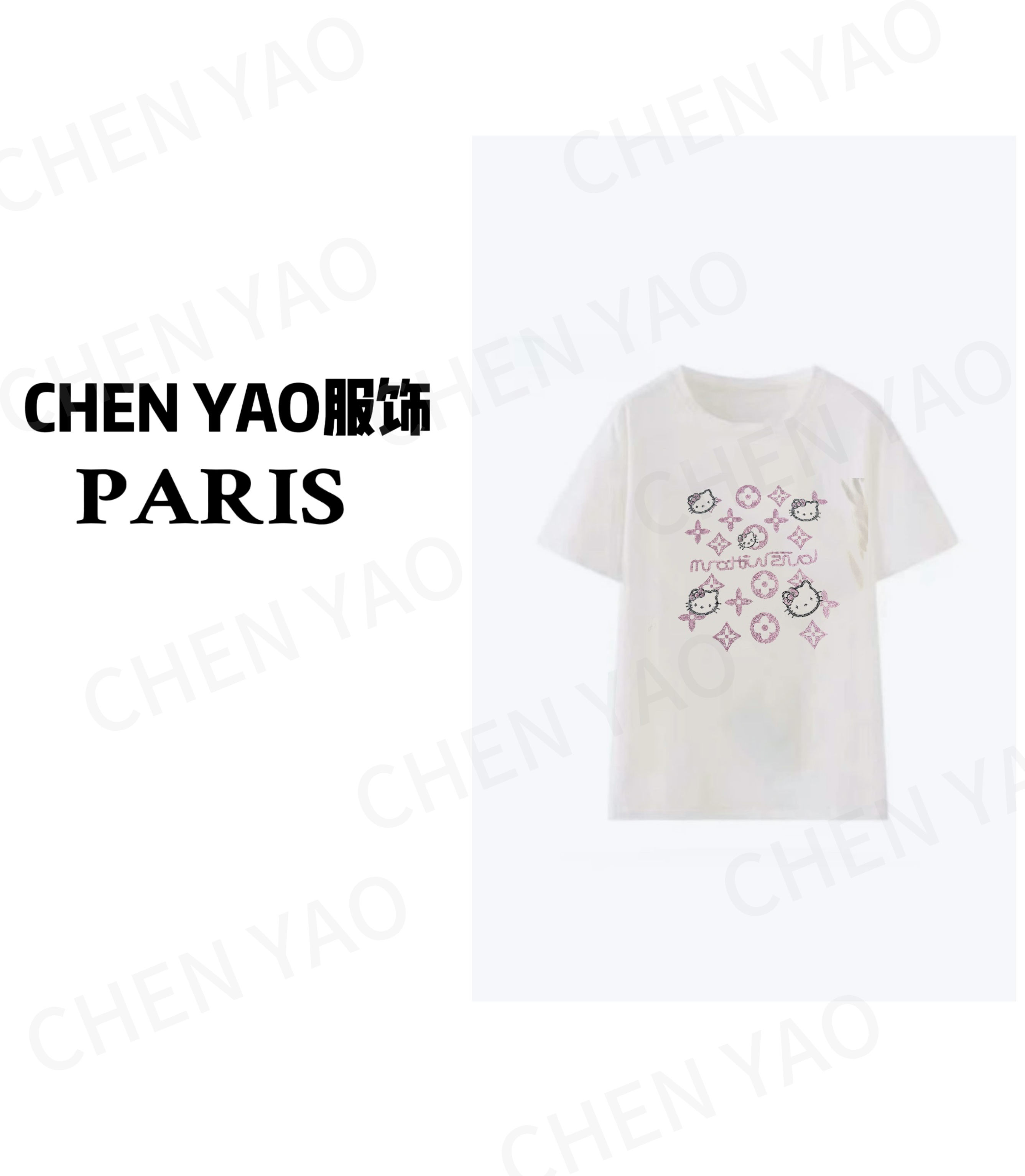 【烫钻KT】ss25年新款 重工水钻手工彩绘工艺 时尚高级短袖百搭