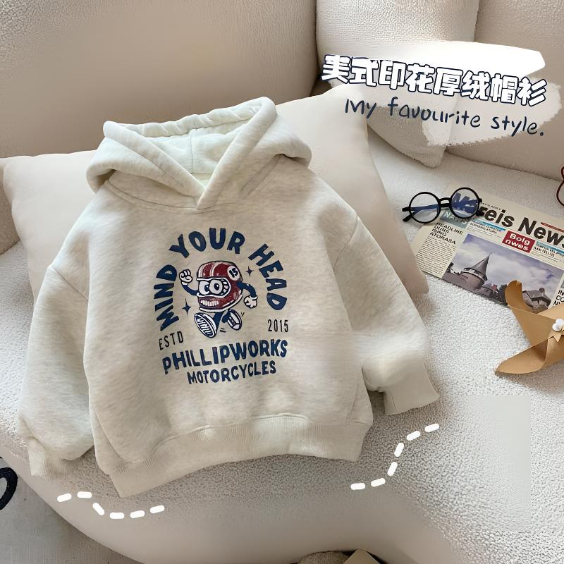 【加绒】男童加绒卫衣韩版加厚宝宝连帽套头上衣儿童冬款厚绒