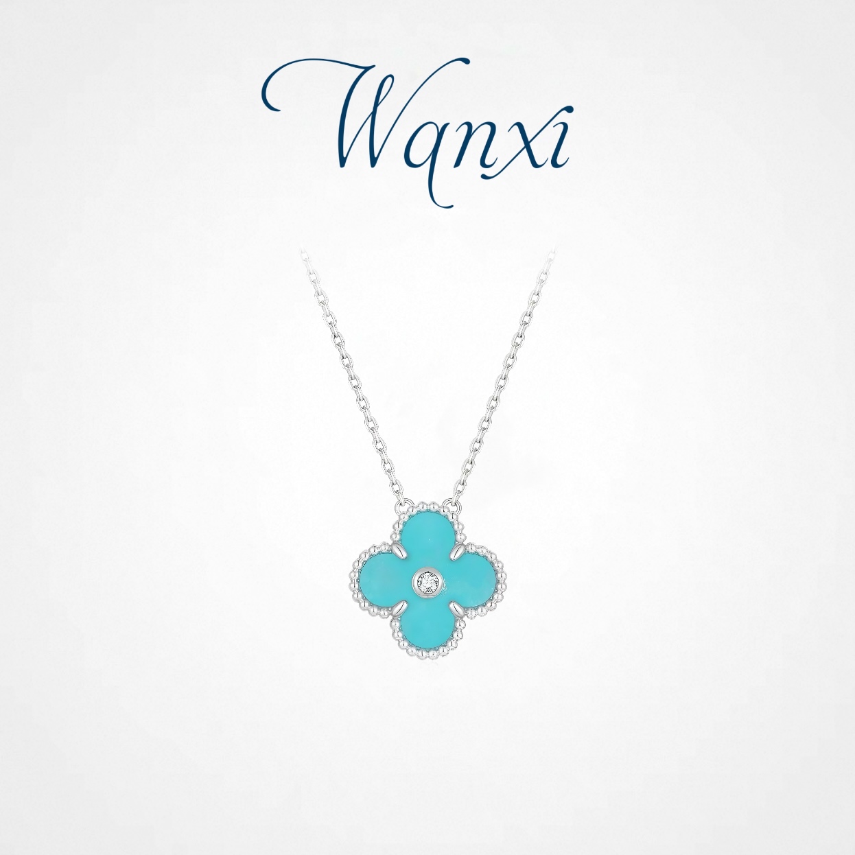 WANXI 日韩单钻四叶花项链圣诞节限定款经典高级感