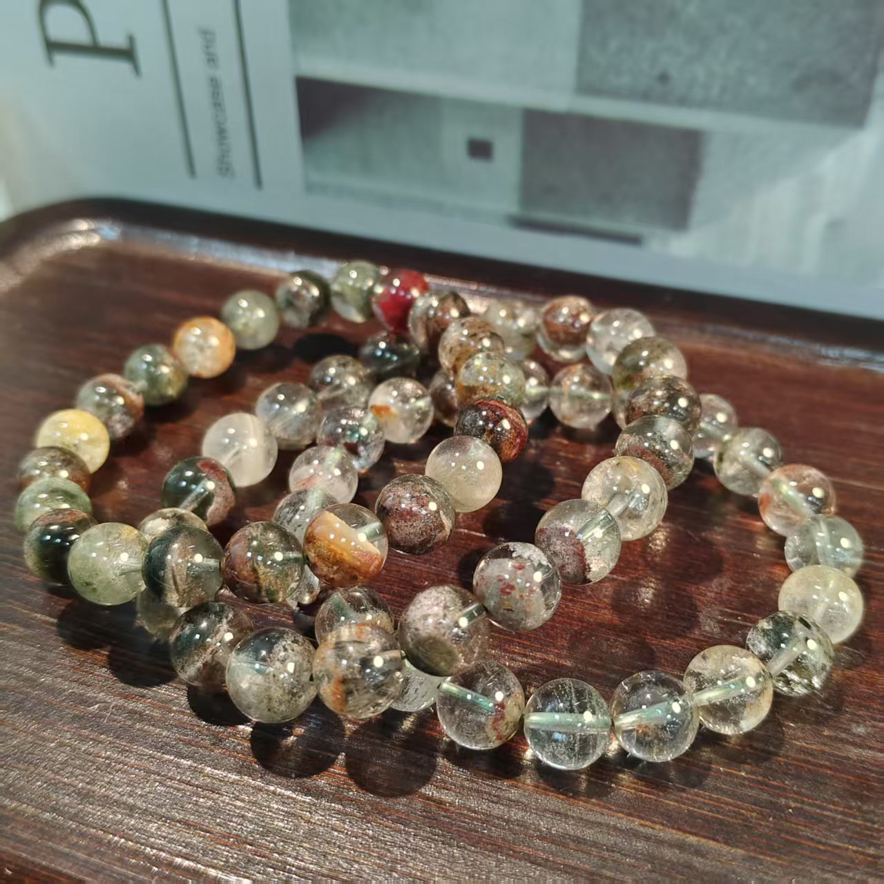 【书记甄选】天然四季幽灵单圈手链 多样性发一件 约9mm CK053