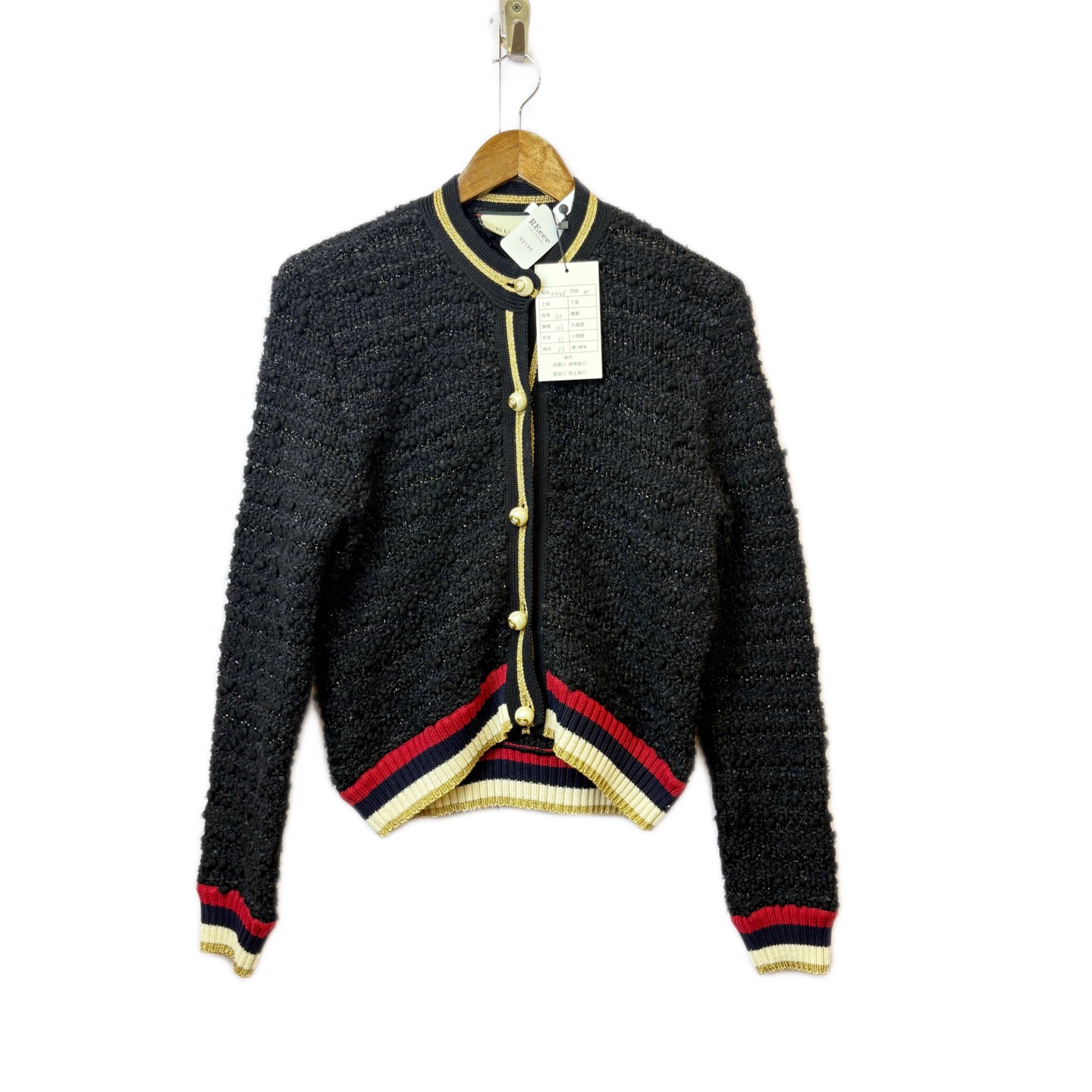 99新 GUCCI/古驰 02145 珍珠扣重工针织外套 M码