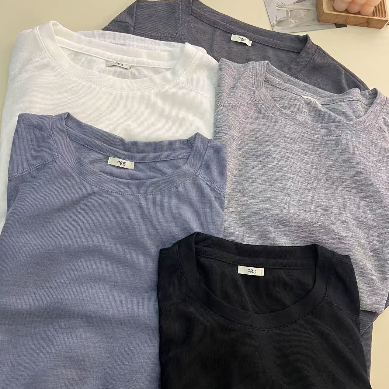 绒品 韩系鸡蛋纯色长袖圆领针织衫
