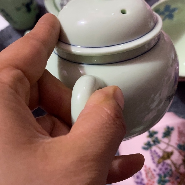摆件陶c****r绿稀土竹子茶壶