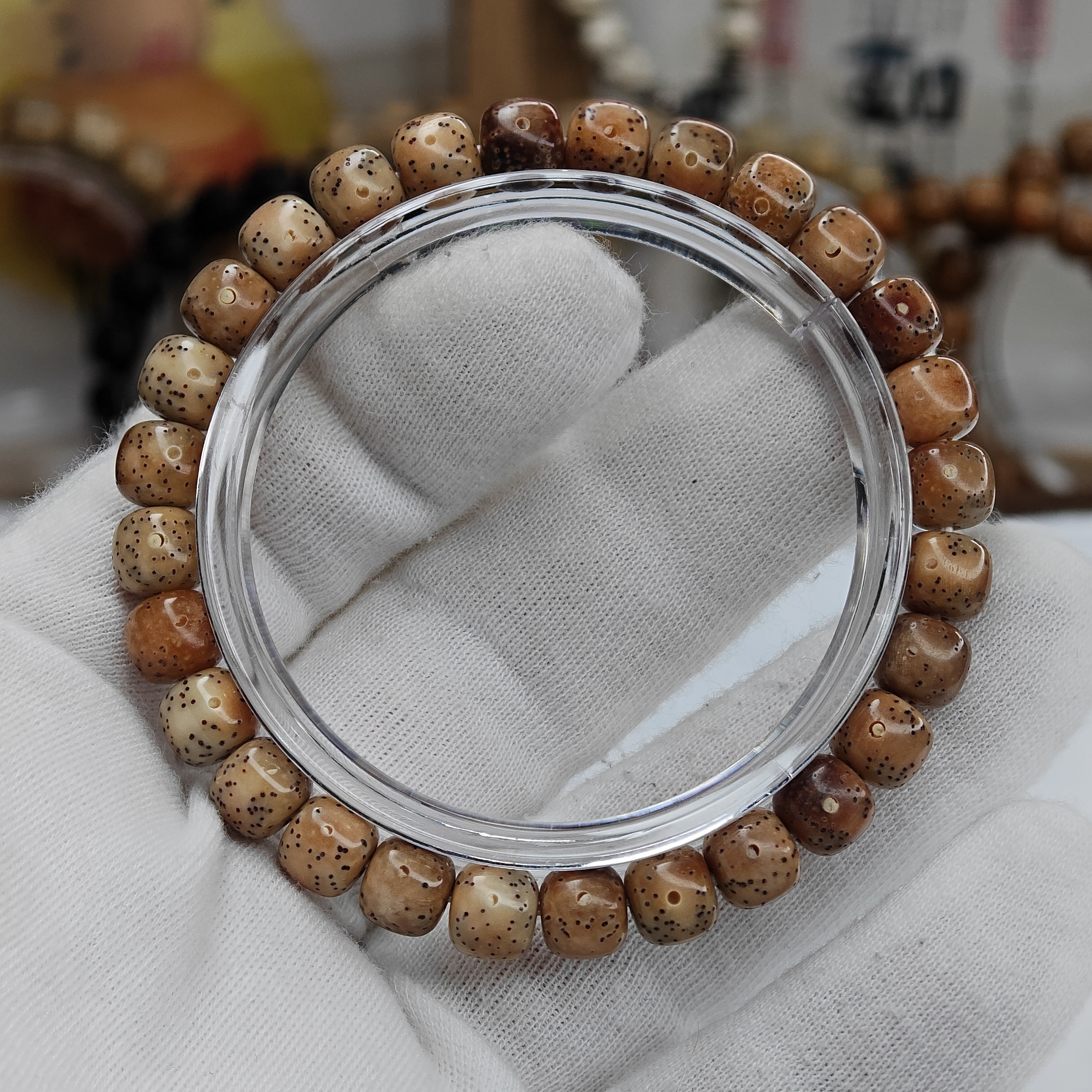 【海南星月菩提】毛感料/石玉糯冰/8*7火烧云手串（ZP0125-5）