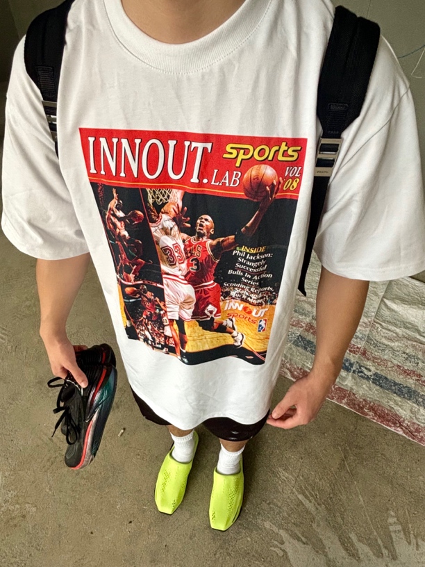 INNOUT球星印花宽松圆领投篮短袖T恤男个性潮流圆领纯棉运动半袖