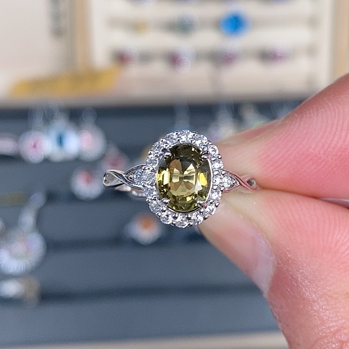 碧玺戒指银S925镶嵌戒指