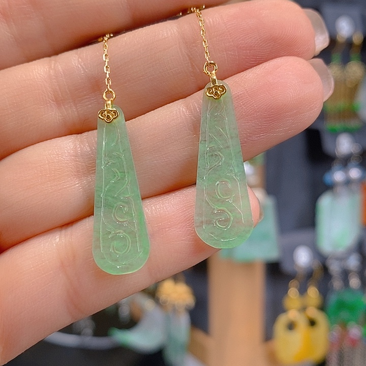 香***菜翡翠未镶嵌耳饰翡翠