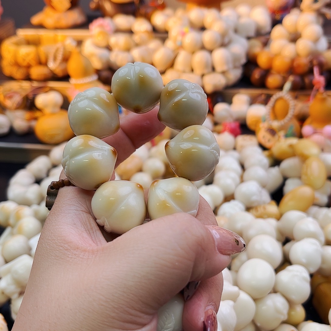日***.菩提根/象牙果手串日落微瑕桃子7