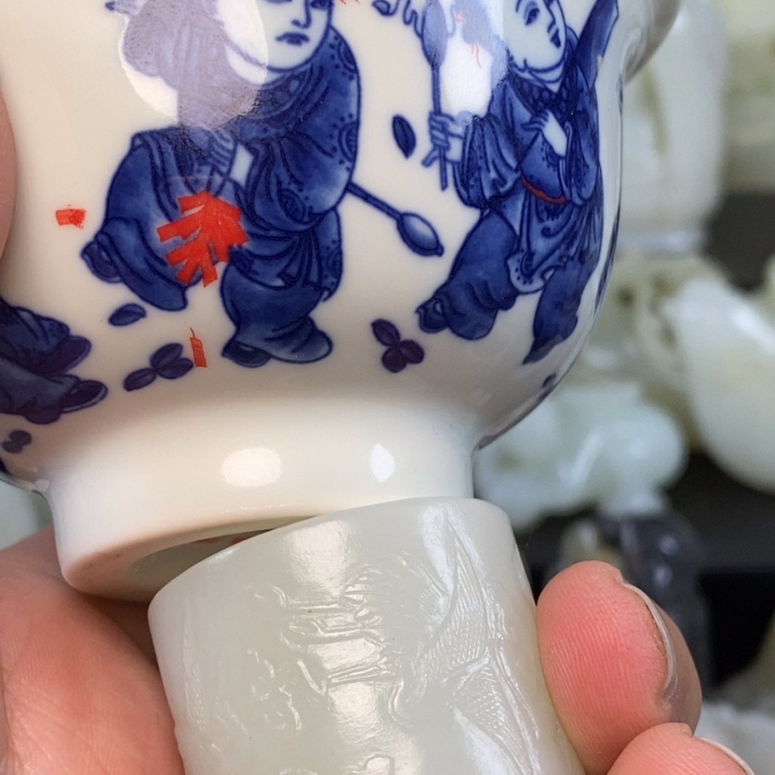 星*?青花瓷茶杯鹤扳指