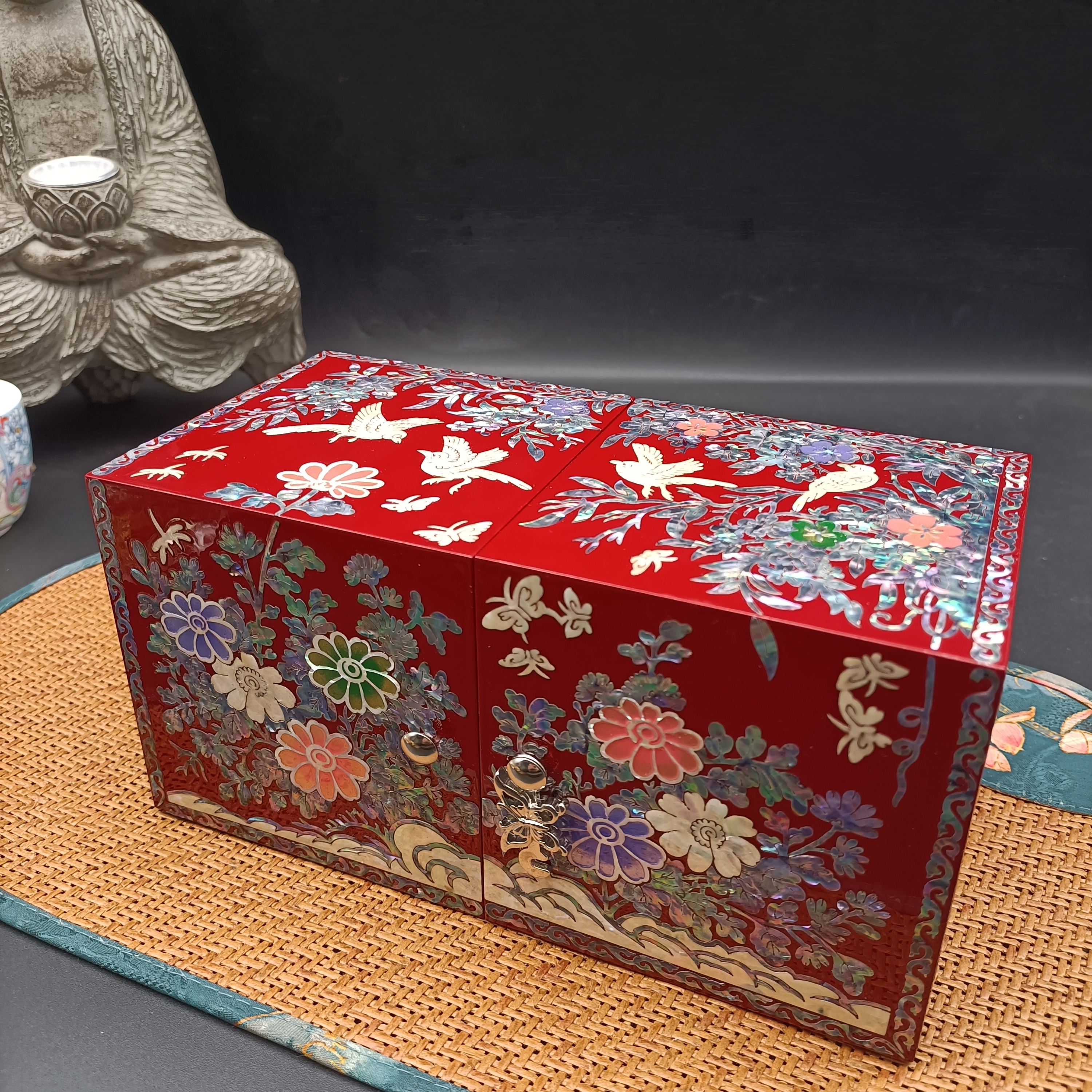 首饰盒/箱 国风精美螺钿首饰盒对开两层中式饰品盒