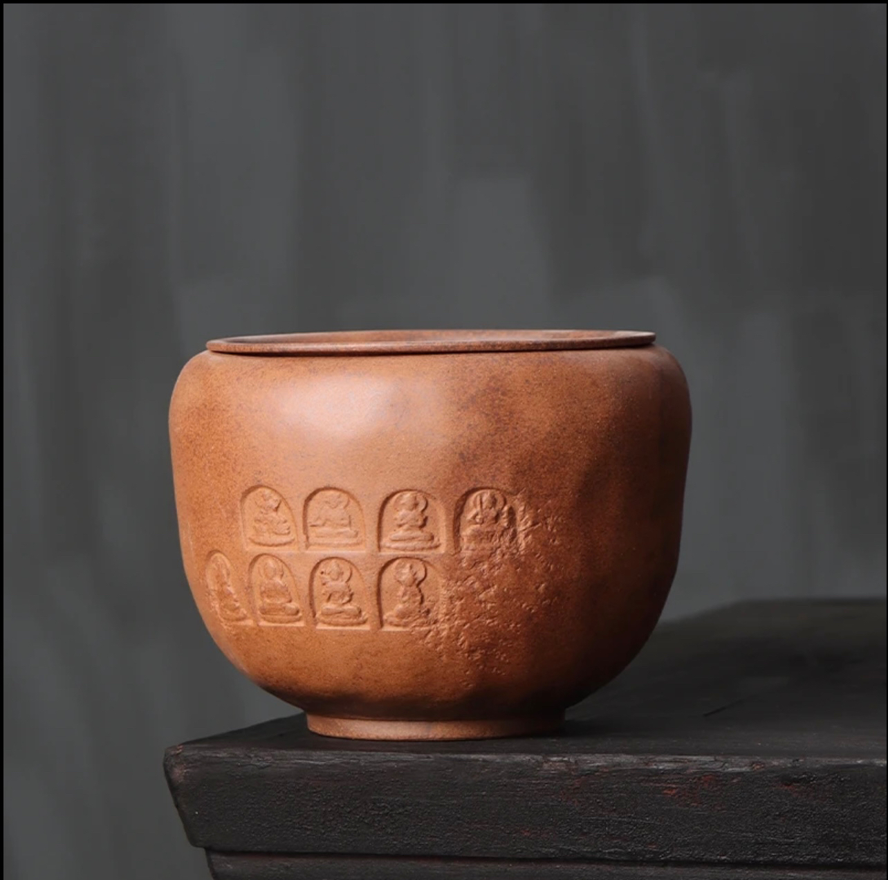 （拿.斋）敦煌茶洗悟道茶缸建水原矿老岩泥敦煌壁画悟道茶具养壶台