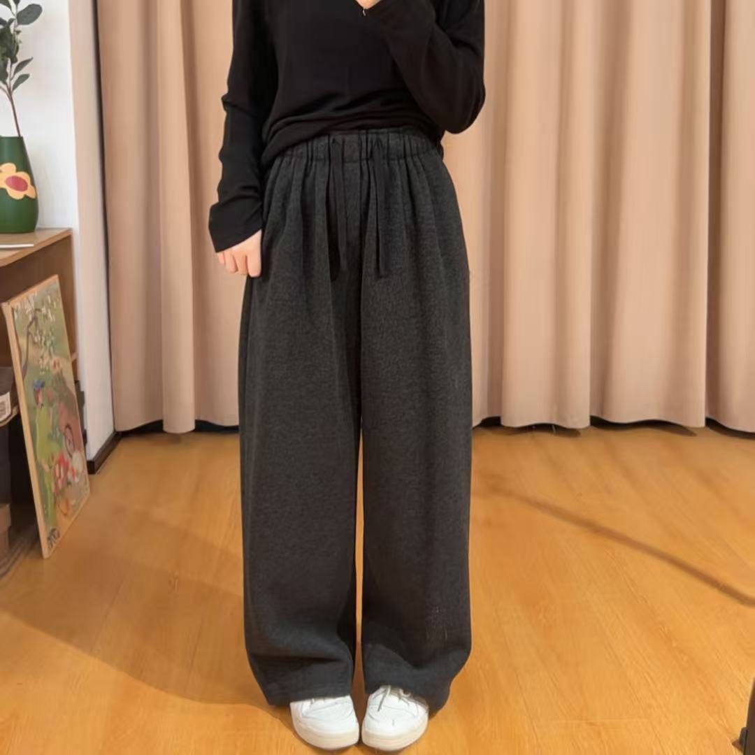 13608余小鱼【瘦瘦裤】三色加绒松紧腰抽绳百搭羊毛裤秋冬女装