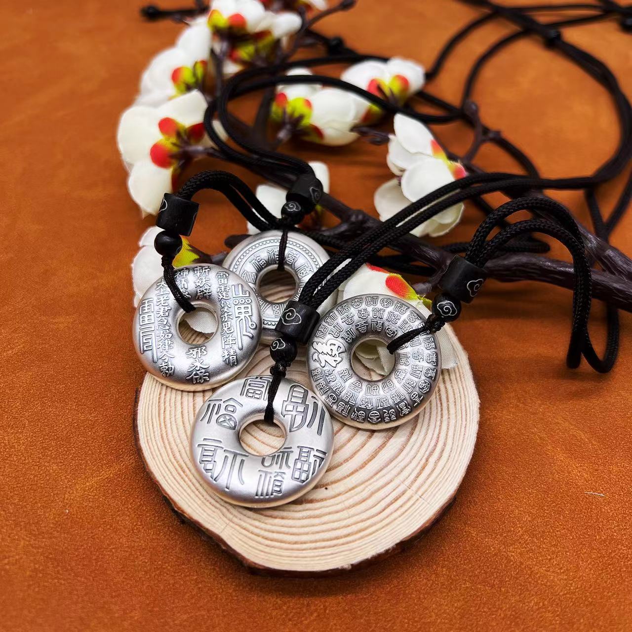 吊坠足银 足银9999复古手工实心古法平安扣男女款银吊坠纯银挂件