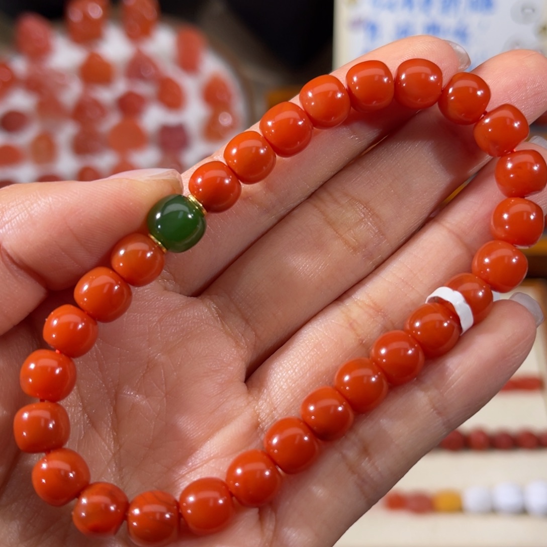 南红玛瑙未镶嵌老型手串 7.9mm