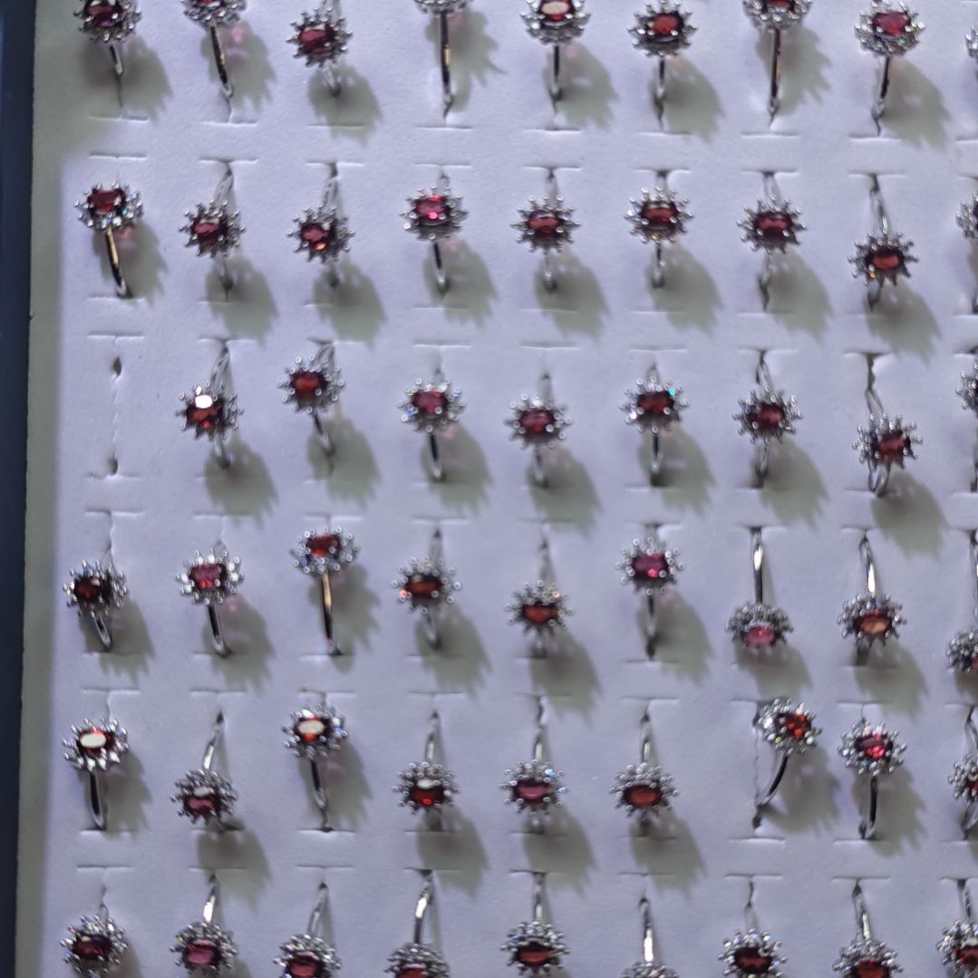 石榴石戒指银S925镶嵌55555555