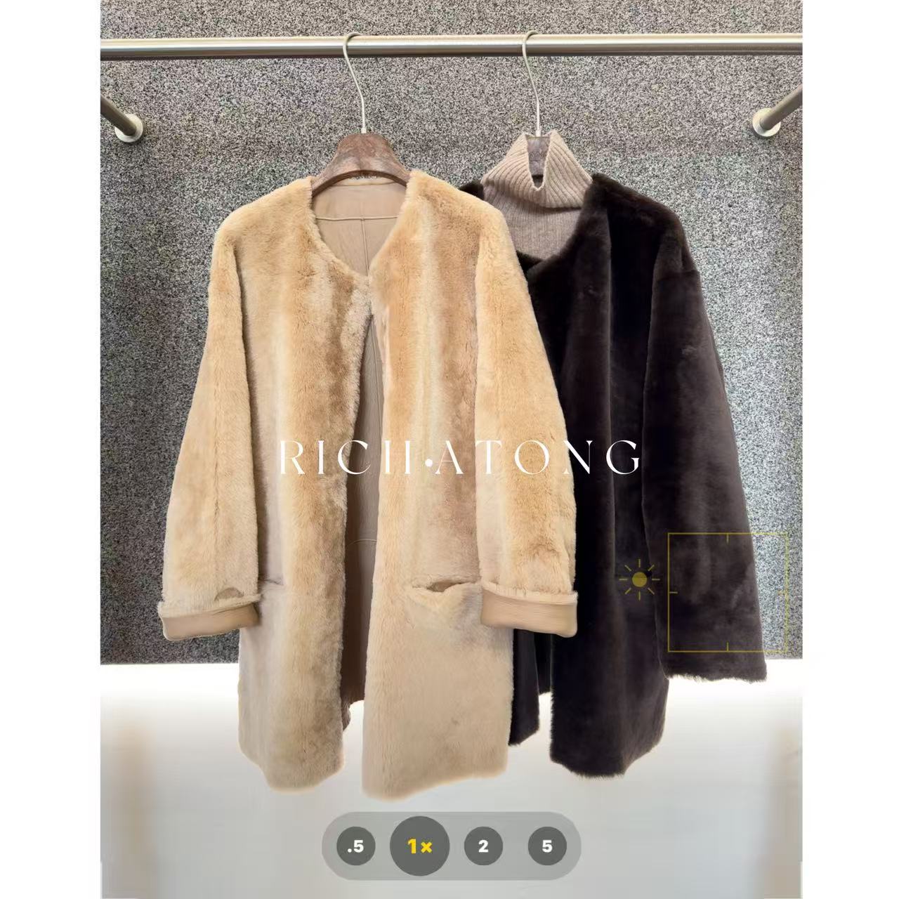 RICH ATONG.【巴塞罗那】-2025西班牙Lacon100%中款皮毛外套1030-05