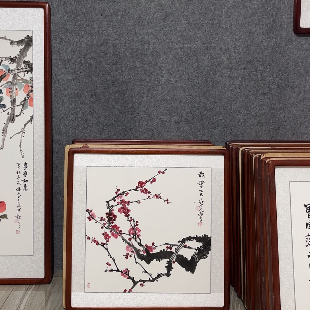 国画书画作品带框63×63