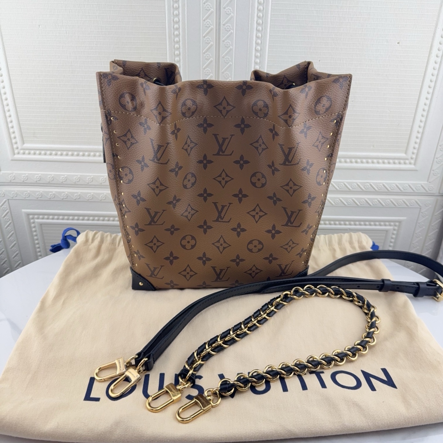 99新 LouisVuitton/路易威登 Trunk noe水桶包焦糖老花包芯片款