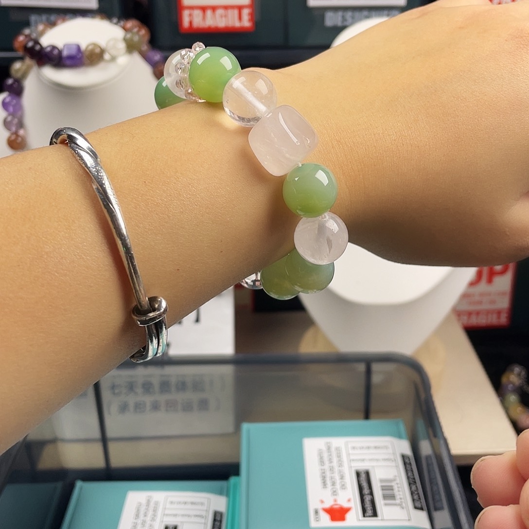 烟晶银S925镶嵌手链