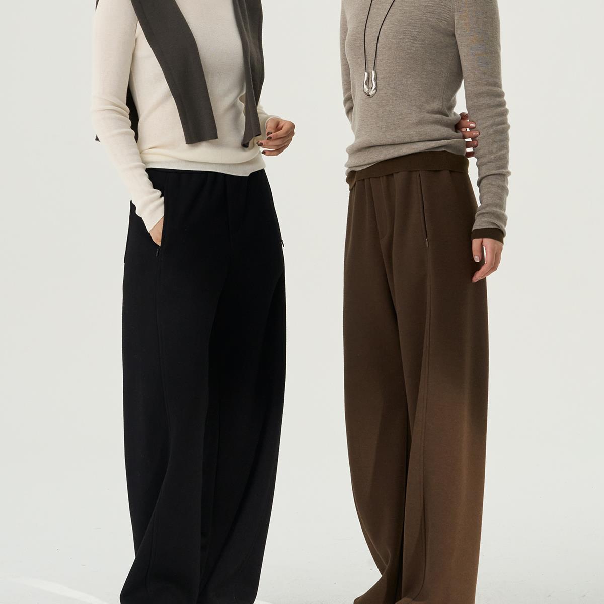 张小某小众炸街高级感女装冬季醋酸羊毛通勤拖地休闲裤 0635 0636