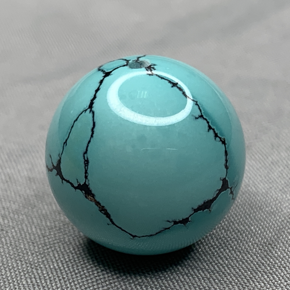 原矿绿松石圆珠，直径17.1mm重6克