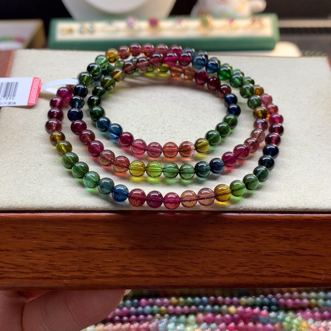 手串未镶嵌碧玺浓郁彩虹三圈