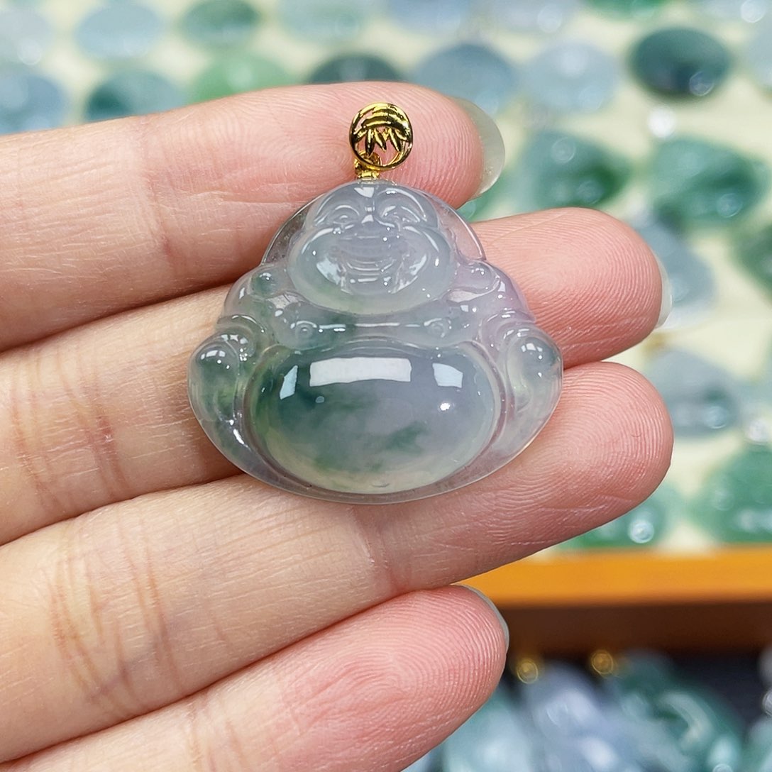 翡翠颈饰18K金镶嵌吊坠